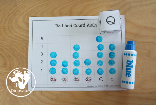 Free Romping & Roaring Q Pack: Letter Q is for Quarter - a letter Q pack that has prewriting, finding letters, tracing letters, coloring pages, shapes, puzzles and more - 3Dinosaurs.com