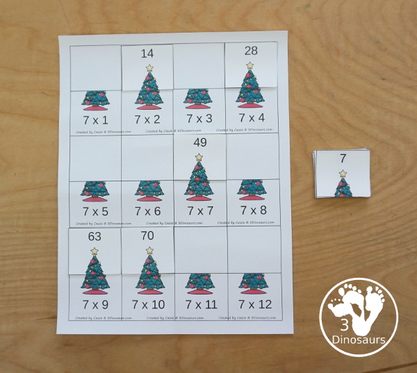 Christmas Multiplication & Division Cut & Paste and Matching with cut and paste worksheets for division and multiplication with numbers 1 to 12 and match puzzles and matching mats for division and multiplication - 3Dinosaurs.com