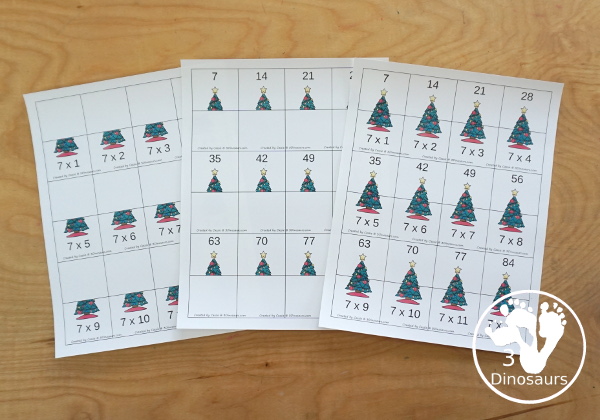 Christmas Multiplication & Division Cut & Paste and Matching with cut and paste worksheets for division and multiplication with numbers 1 to 12 and match puzzles and matching mats for division and multiplication - 3Dinosaurs.com