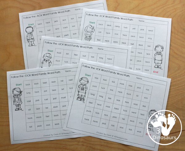 Free CVCC Word Family Word Path: -A, E-, -I, -O, -U you follow the word ending and read the CVCC words as you go through the word path. - 3Dinosaurs.com