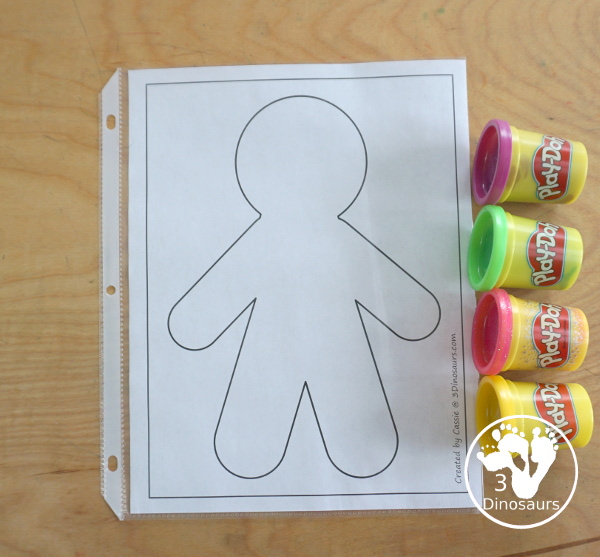 Free Gingerbread Man Fine motor Mats  - with gingerbread templates, gingerbread tracing mat, gingerbread dot marker mat all to work on fine motor skills for any gingerbread theme- 3Dinosaurs.com