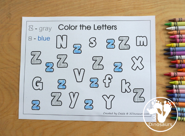 Free Romping & Roaring Z Pack Letter Pack: Z is for Zebra - a letter z pack that has prewriting, finding letters, tracing letters, coloring pages, shapes, puzzles, and more - 3Dinosaurs.com