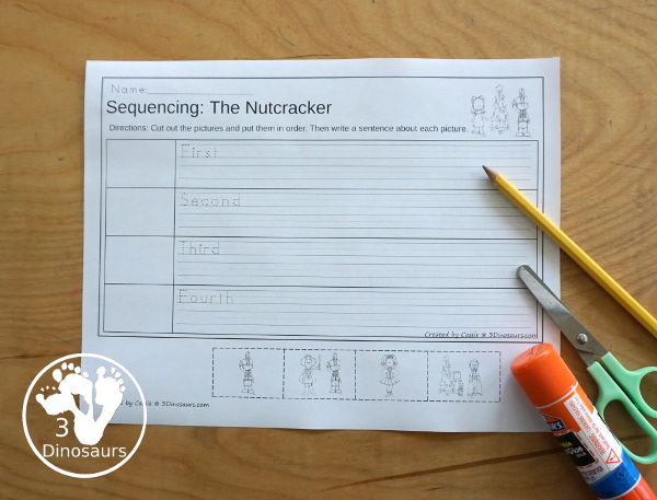 Sequencing: The Nutcracker with clip cards, task cards, no-prep worksheets, writing activities and easy reader books $ - 3Dinosaurs.com  #sequencingforkids 
