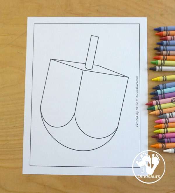 Free Dreidel Fine Motor Mat Printables with dreidel template, dreidel tracing worksheet, and dreidel dot marker printable for working on Fine motor skills for Hanukkah - 3Dinosaurs.com