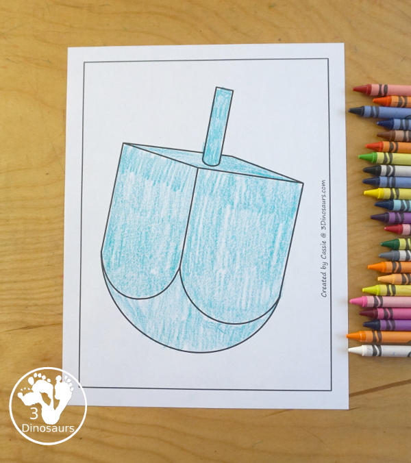 Free Dreidel Fine Motor Mat Printables with dreidel template, dreidel tracing worksheet, and dreidel dot marker printable for working on Fine motor skills for Hanukkah - 3Dinosaurs.com