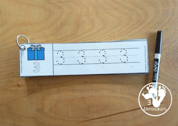 Free Hanukkah Number Tracing Strips - with numbers 0 to 20. You can trace the numbers and an example of how to trace the numbers on the strips, plus Hanukkah items on each tracing strip. - 3Dinosaurs.com