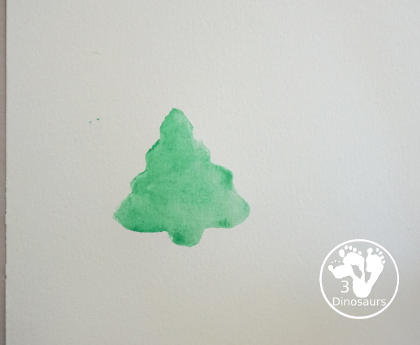 Watercolor Christmas Trees - a simple watercolor painting done with evergreen Christmas trees and watercolors - 3Dinosaurs.com
