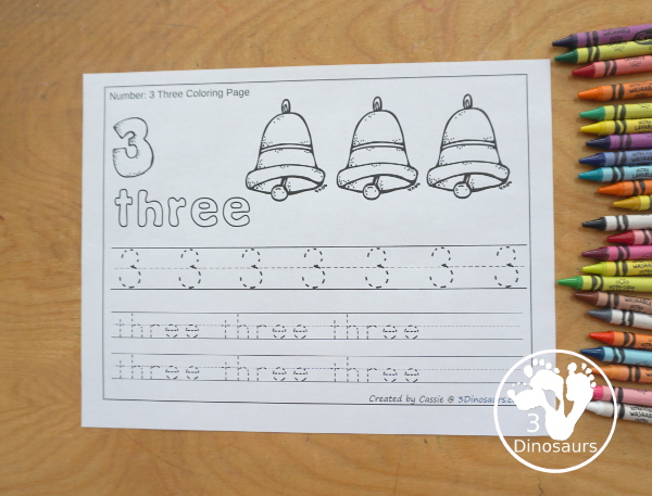 Free Christmas Number Color & Trace - Numbers o to 10 with counting the Christmas items and tracing the number and number word for each number with 11 pages of printables for prek and kindergarten - 3Dinosaurs.com