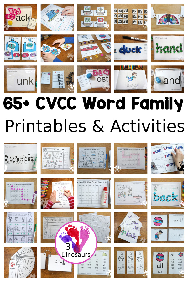 CVCC Word Family Activities & Printables - 3Dinosaurs.com
