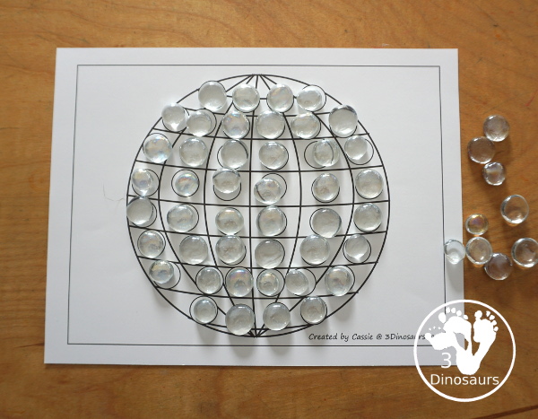 Free Disco Ball Fine Motor Mat Printables For New Years - You can also call this a countdown ball. A fun fine motor set with disco ball template, disco ball tracing, disco ball q-tip, disco ball dot marker page. Four fine fine motor mats for New years. - 3Dinosaurs.com