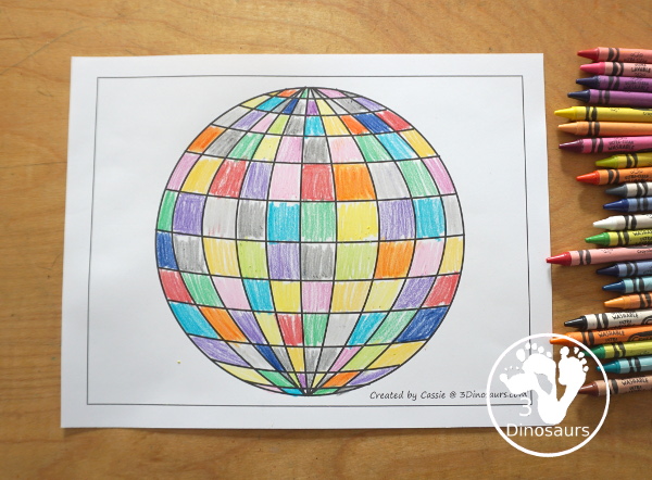 Free Disco Ball Fine Motor Mat Printables For New Years - You can also call this a countdown ball. A fun fine motor set with disco ball template, disco ball tracing, disco ball q-tip, disco ball dot marker page. Four fine fine motor mats for New years. - 3Dinosaurs.com