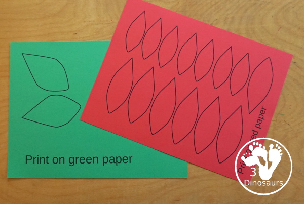 Free Poinsettia Fine Motor Mats - it has two poinsettia templates, a poinsettia tracing page, a poinsettia dot marker page, a poinsettia q-tip page, and a poinsettia template to cut out and make a poinsettia. A great fine motor set for kids - 3Dinosaurs.com