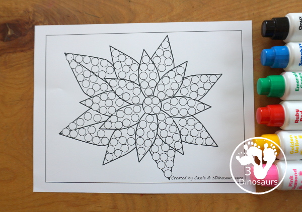 Free Poinsettia Fine Motor Mats - it has two poinsettia templates, a poinsettia tracing page, a poinsettia dot marker page, a poinsettia q-tip page, and a poinsettia template to cut out and make a poinsettia. A great fine motor set for kids - 3Dinosaurs.com