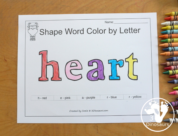 Free Romping & Roaring Heart Pack - 10 pages of activities - a mix of hands-on and no-prep printables for learning the heart shape - 3Dinosaurs.com