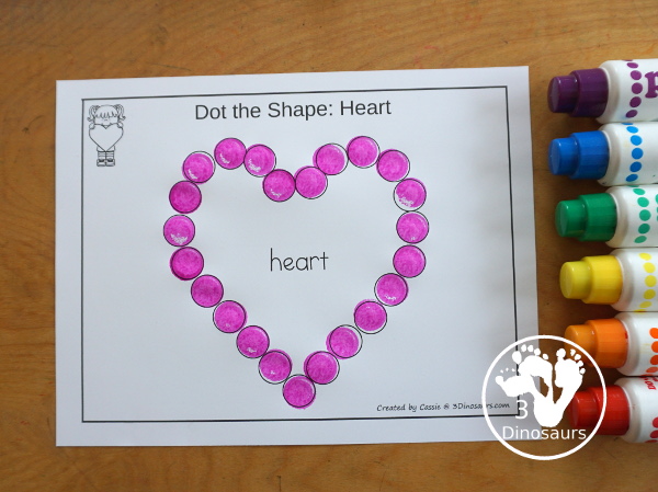Free Romping & Roaring Heart Pack - 10 pages of activities - a mix of hands-on and no-prep printables for learning the heart shape - 3Dinosaurs.com