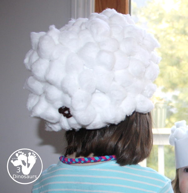 Cotton Ball Wigs - a fun craft to make for Presidents Day or for the American Revolution with kids. - 3Dinosaurs.com