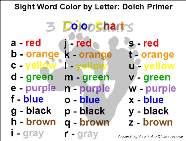 Free Sight Word Color by Letter: Dolch Sight Words: Preprimer, Primer, First Grade