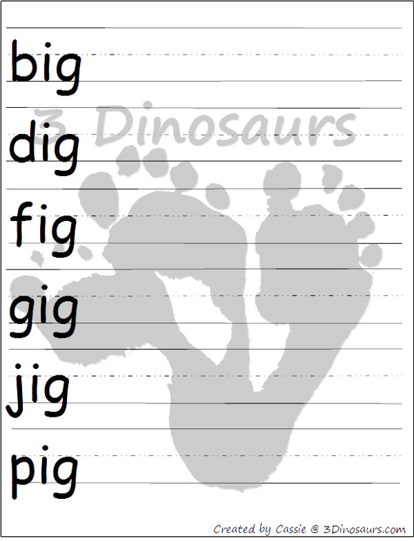 Free CVC Word Family Cards & Writing Practice - 3Dinosaurs.com