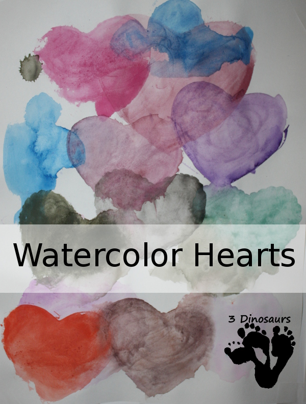 Water Color Hearts - 3Dinosaurs.com