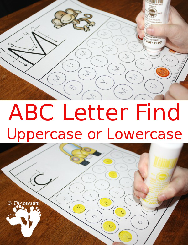 Free ABC Letter Find Uppercase or Lowercase Printable - 3Dinosaurs.com