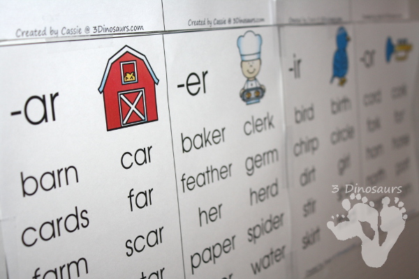 Free R-Controlled Vowel Wall Cards - 3Dinosaurs.com