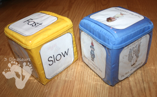 Free Medieval Gross Motor Dice - two different dice for kids to move with - 3Dinosaurs.com