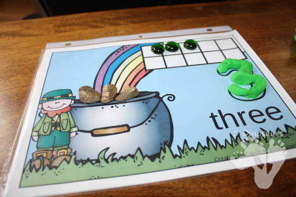 Free St Patrick's Day Themed Counting Mats: 1 to 10 - hands-on math with playdough number and ten frames - 3Dinosaurs.com