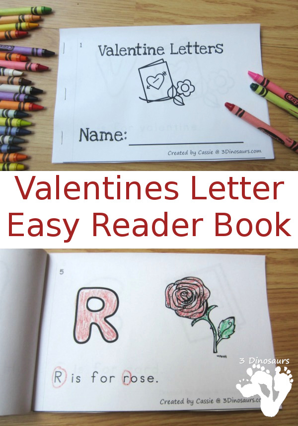 FREE ABC Themed Valentines Easy Reader Book - 10 page book - 3Dinosaurs.com