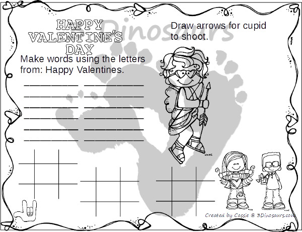 Fun & Free Valentines Themed Placemats - 4 different placemats to pick from - 3Dinosaurs.com