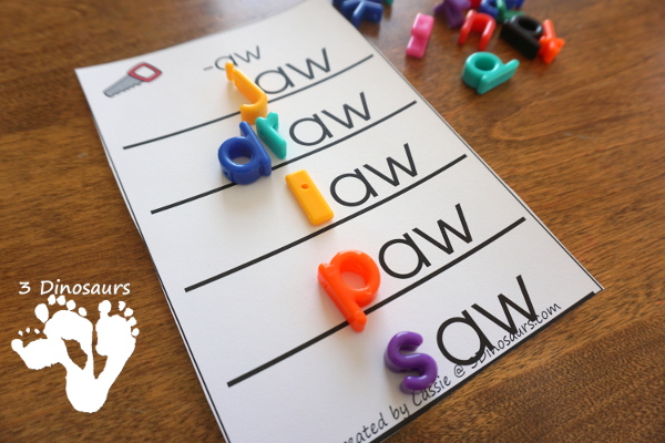 Free Fun Hands-On Diphthong Ladders - 6 pages of printables - 3Dinosaurs.com