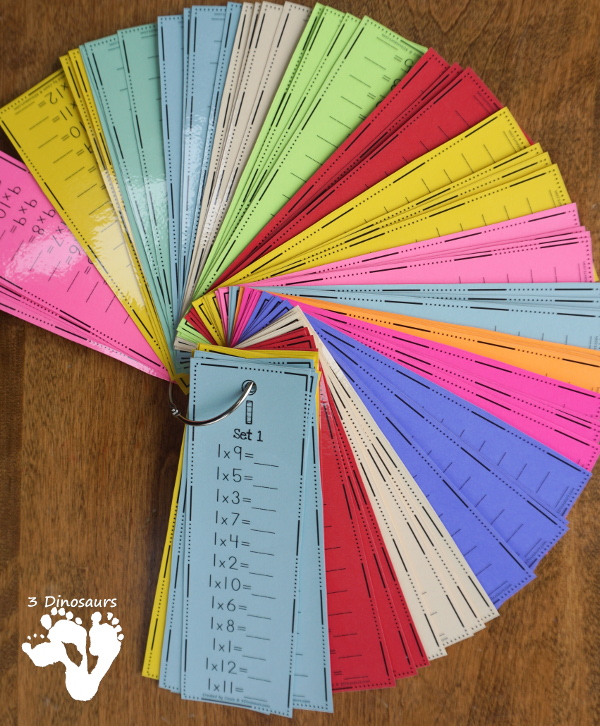 Multiplication Practice Bookmarks & No-Prep Worksheets - 68 bookmarks with answer key and matching worksheets for multiplication 1 to 12 - 3Dinosaurs.com