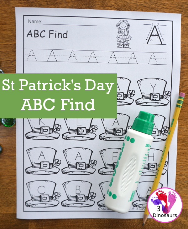 Easy to Use No-Prep St Patrick's Day ABC Finds: with options for uppercase and lowercase letters- 3Dinosaurs.com