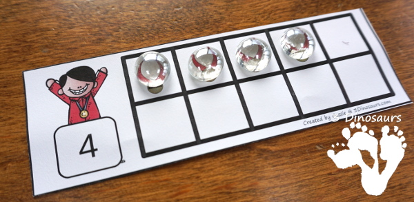 FREE Winter Olympics Ten Fram Cards Numbers 1 to 10 with two types of cards - 3Dinosaurs.com