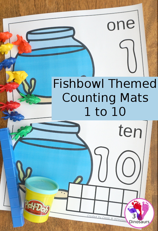 Free Fishbowl Counting Mats: 1 to 10 - 10 fun mats to use for counting fish - 3Dinosaurs.com