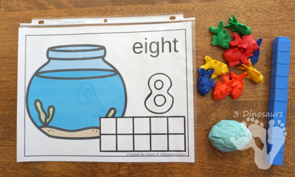 Free Fishbowl Counting Mats: 1 to 10 - 10 fun mats to use for counting fish - 3Dinosaurs.com