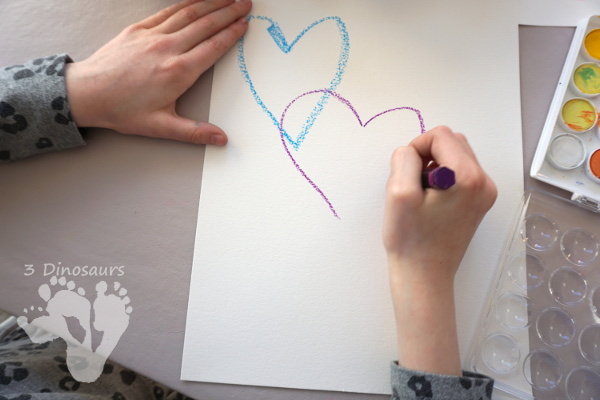 Watercolor Heart Process Art - a fun way to explore painting with watercolors - 3Dinosaurs.com