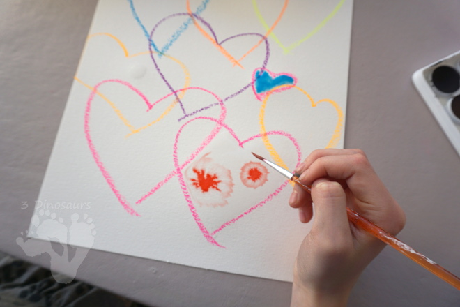 Watercolor Heart Process Art - a fun way to explore painting with watercolors - 3Dinosaurs.com