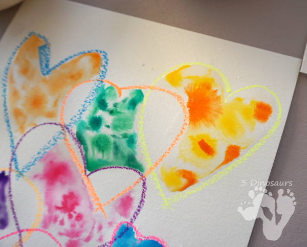 Watercolor Heart Process Art - a fun way to explore painting with watercolors - 3Dinosaurs.com