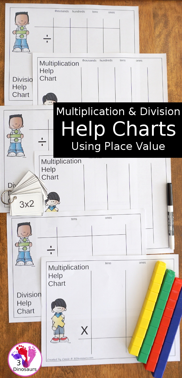 Free Place Value Mats for Multiplication & Division - 3 mats for multiplication and division with different levels of place value. - 3Dinosaurs.com