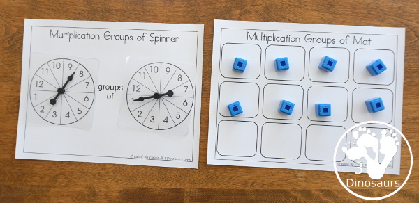 Free Groups of Multiplication - with hands-on math spinner, flashcards and recording sheets for working on multiplication - 3Dinosaurs.com  #3dinosaurs #thirdgrade #fourthgrade #multiplication #handsonmath #freeprintable