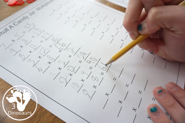Free Roll a Candy Jar Math - Counting, Addition & Multiplication - There are great for kindergarten, prek, first grade, second grade, and third grade with a great way to reuse math practice  - 3Dinosaurs.com