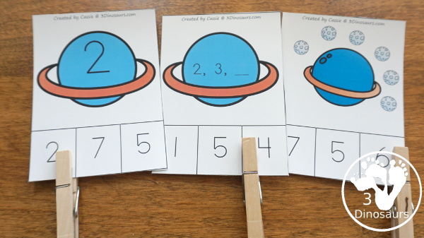 Space Activities Pack for Prewriting, Shapes, ABCs, and Numbers - 189 pages of activities with no-prep worksheets, easy reader books, clip cards and tracing strips. All to help have fun with planets, rockets and moons in easy to prepare pages and hands-on activities  - 3Dinosaurs.com