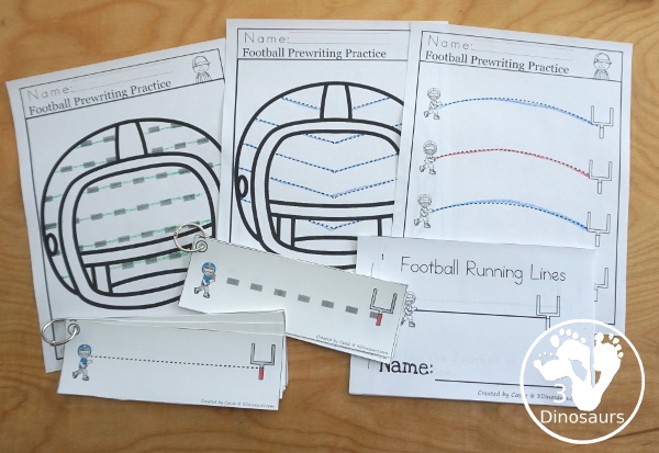 Football Activity Pack for Prewriting - prewriting easy reader book, prewriting tracing strips two line types, prewriting no-prep pages - 3Dinosaurs.com