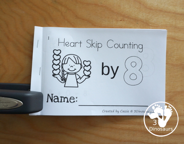 Heart Skip Counting by 8 Easy Reader Book - a fun easy reader book with repeat addition, visuals for the addition and numbers to color - 3Dinosaurs.com