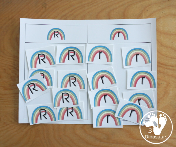 Free Romping & Roaring R Pack - R is for Rainbow theme with prewriting, writing, puzzles, dot marker letters, letter finds and more - 3Dinosaurs.com