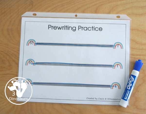 Romping & Roaring R Pack - R is for Rainbow theme with prewriting, writing, puzzles, dot marker letters, letter finds and more - 3Dinosaurs.com