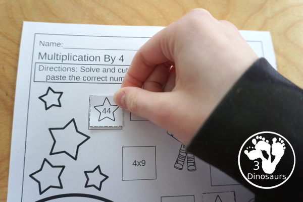 Free Space Themed Multiplication Cut & Paste - with multiplication from 1 to 12 with cut and paste the answer on the equation - 3Dinosaurs.com