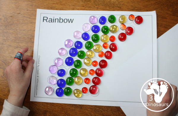 Free Dot Marker Rainbow for kids to dot or use objects to make a rainbow - 3Dinosaurs.com