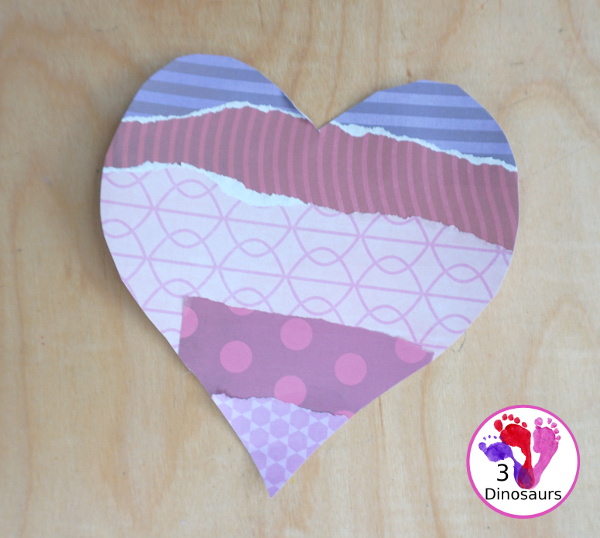 Torn Paper Valentine Hearts are a great fine motor craft for valentines. They are super fun for kids to make and display - 3Dinosaurs.com