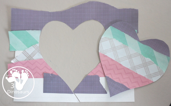 Torn Paper Valentine Hearts are a great fine motor craft for valentines. They are super fun for kids to make and display - 3Dinosaurs.com